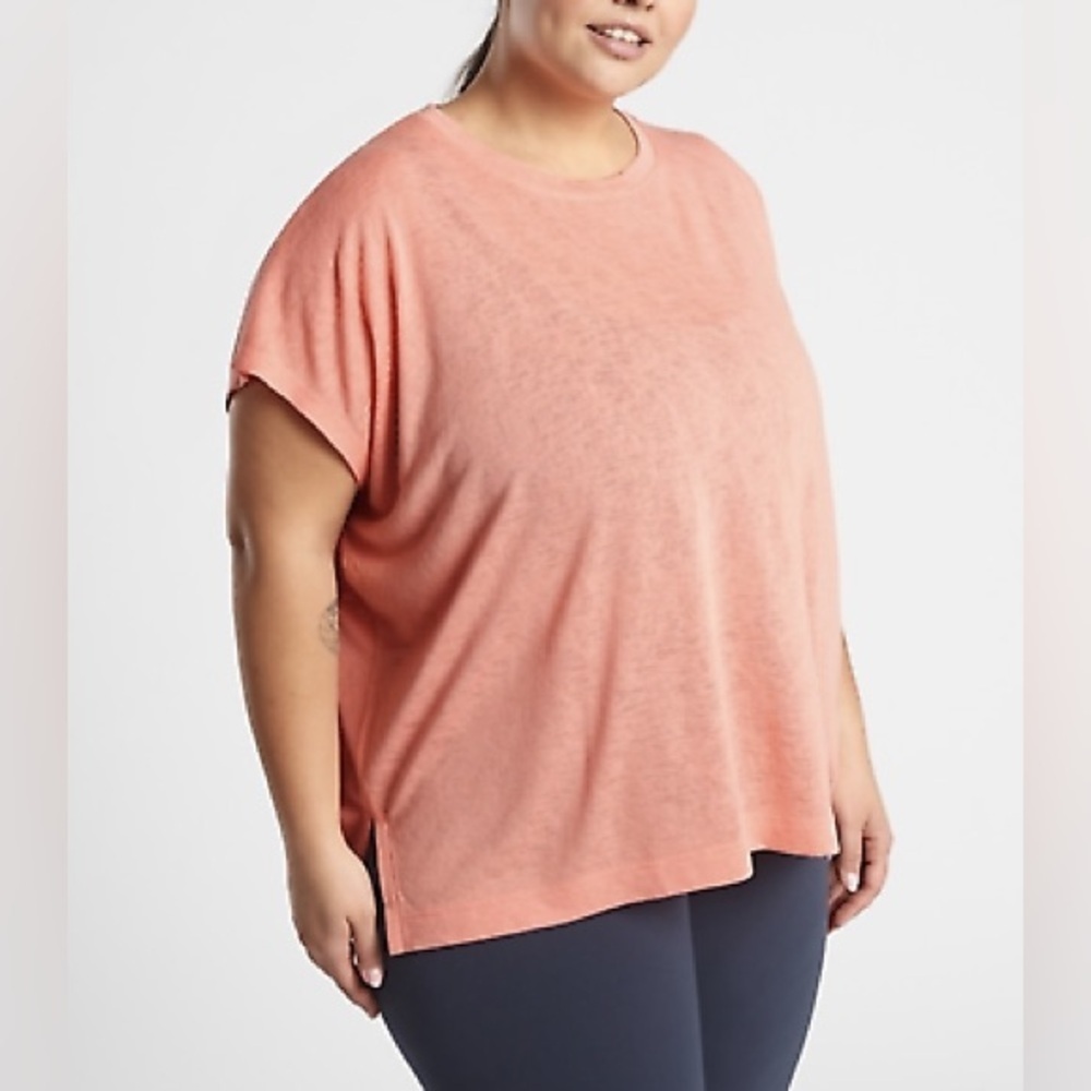 Athleta Women's Release Breezy Tee Shirt Short Sleeve Island Coral Size XL